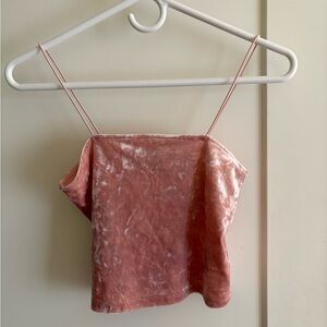 H&M pink velvet crop top